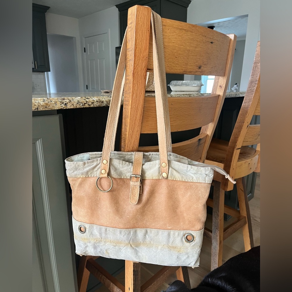Vintage CrossTree Lane Canvas Soft Leather Tote Bag